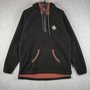 Baja East & Eddie Bauer Pullover Men Size Medium Black Fleece 1/4 Zip Hooded